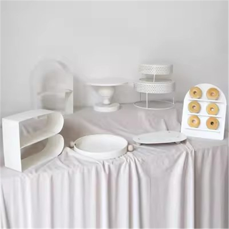 Decoración de postre estilo crema estante de exhibición de bodas estante de decoración de pastel de cumpleaños estante de hierro forjado bandeja de bocadillos