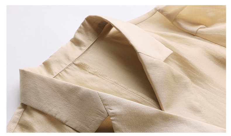 Bộ đồ Tencel nữ hai mảnh gồm áo và chân váy midi thắt eo — Màu đen, Màu xám, Màu kaki chi tiết 35
