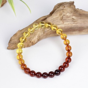 Natural Rainbow Gradient Beeswax Bracelet Blood Pepper Gold Pepper Gradient Amber Beeswax Bracelet Women's Small Single Circle