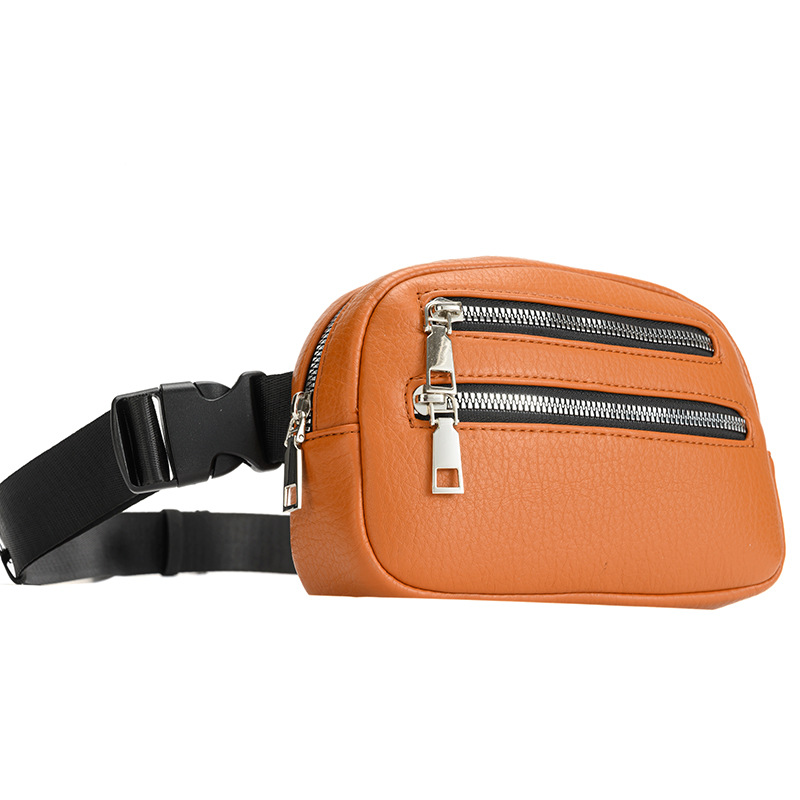 Bolso de doble cremallera multifuncional 2024 nuevo bolso de cintura para hombres bolso de pecho de banda ancha coreano simple bolso de hombro de moda