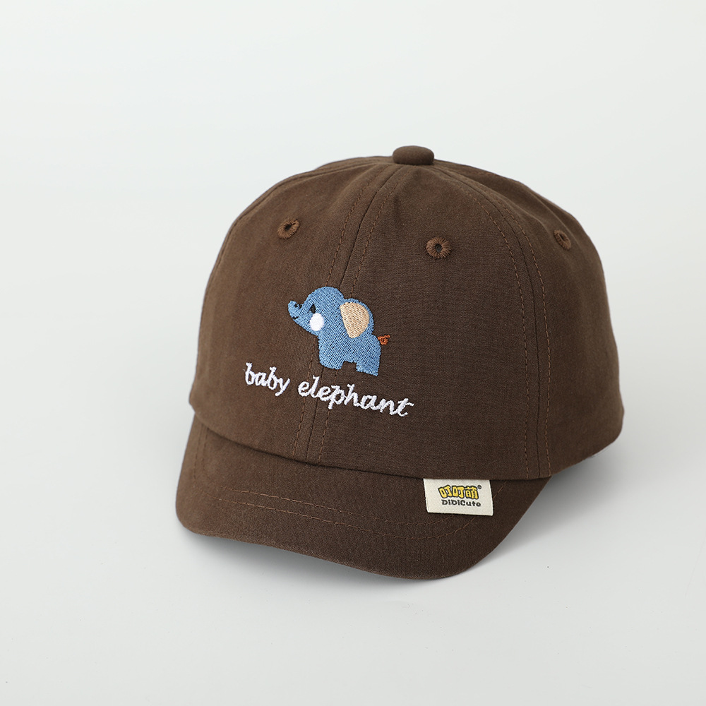 Sombreros de primavera para bebés pequeños elefantes bordados delgados sombreros de goma suave para bebés sombreros de béisbol de protección solar para niños y niñas