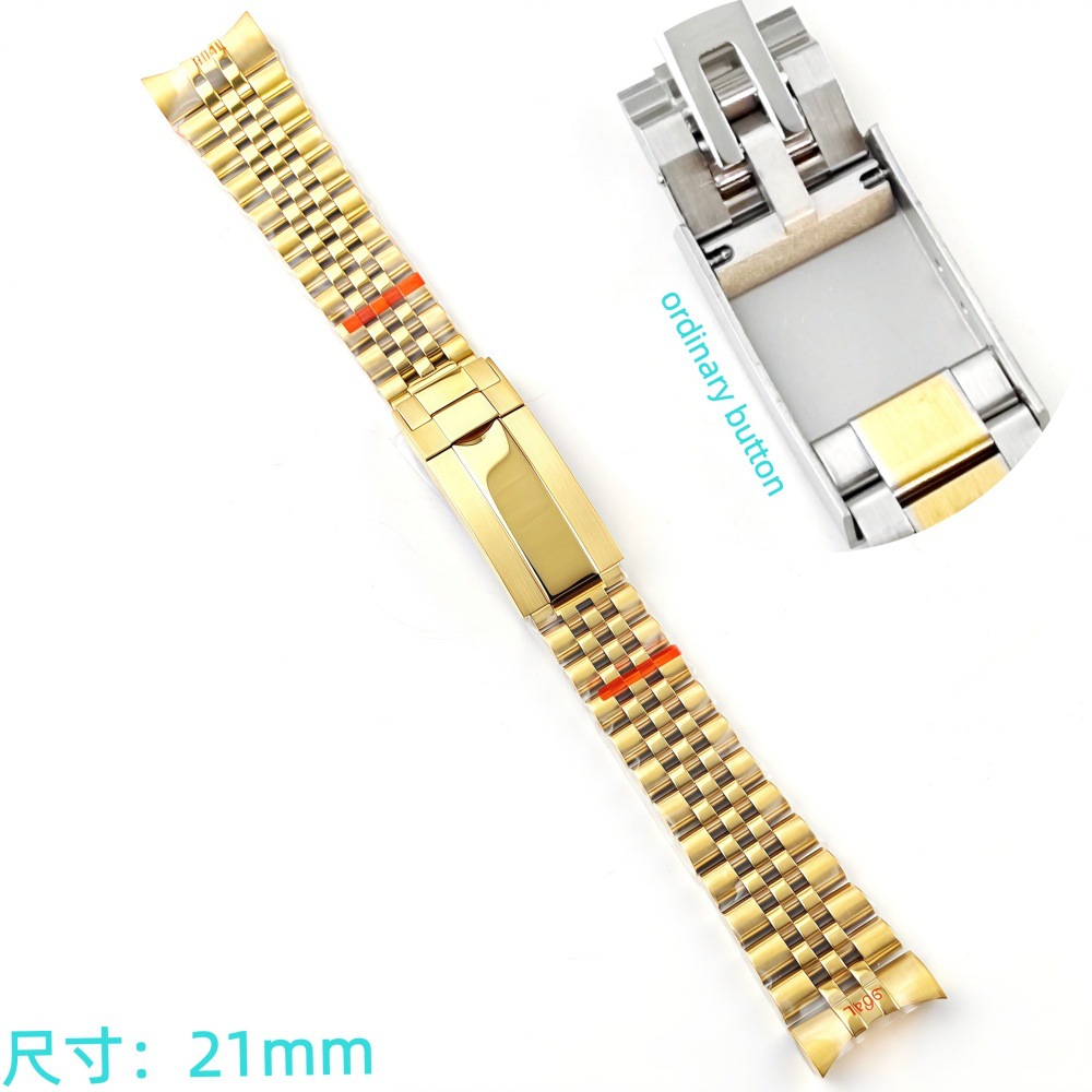 Correa de acero de ajuste fino pulsera de pulsera 21mm sólido de acero plegable accesorios de reloj Renacimiento