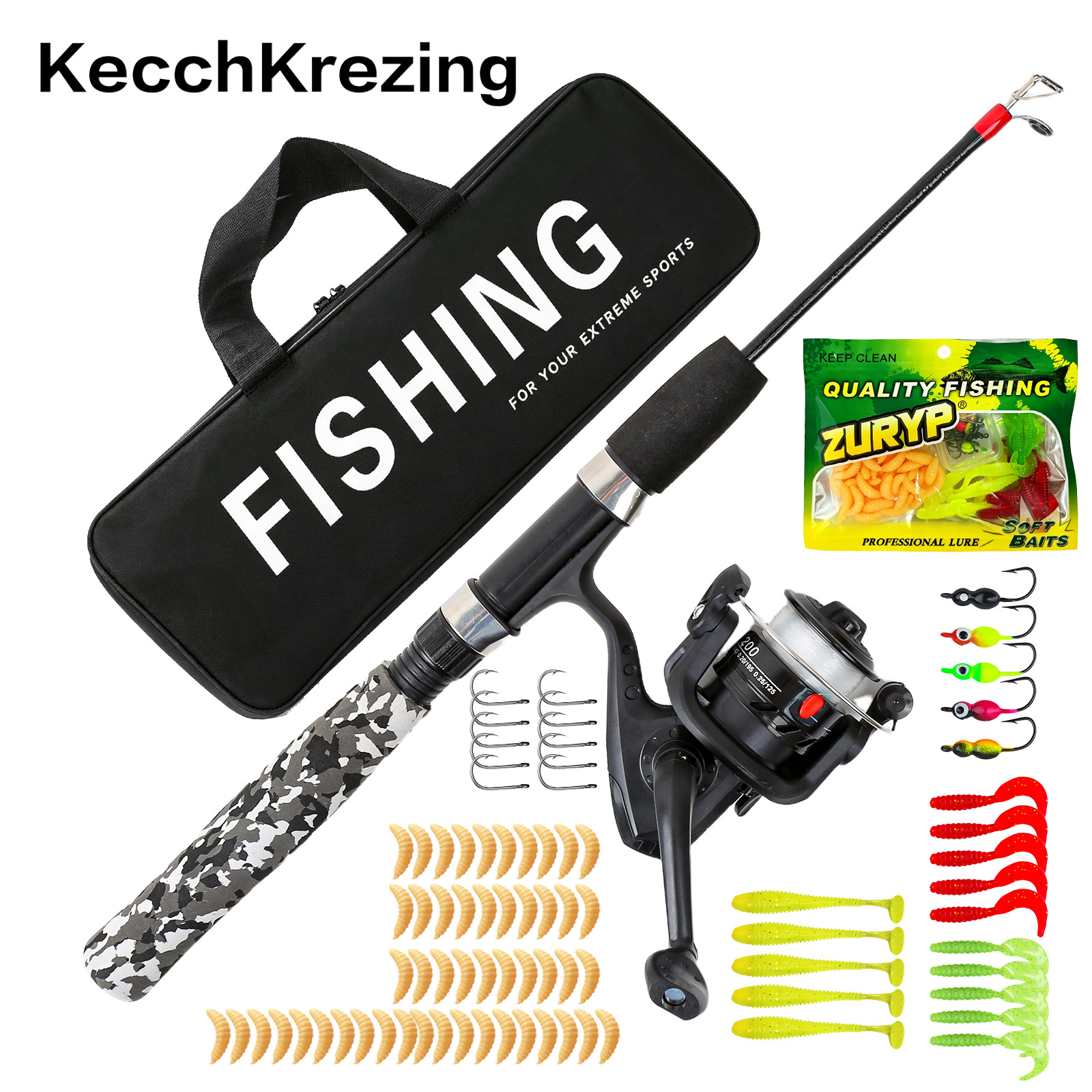 New fishing rod set, complete ice fishing rod, telescopic fishing rod, fishing gear set, direct from the manufacturer, cross-border export supply, sourced from Meike Duo