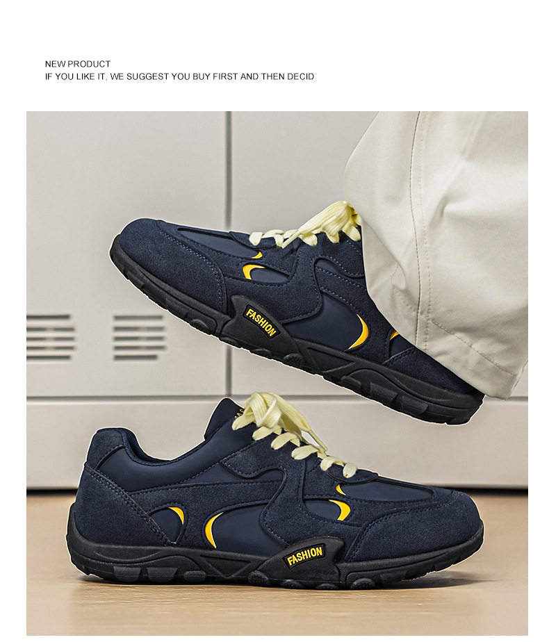 Giày sneaker nam cổ thấp nhẹ nhàng, mũi tròn, dây buộc phía trước, phong cách tối giản — KR 226m Trắng, KR226 xanh vàng chi tiết 12