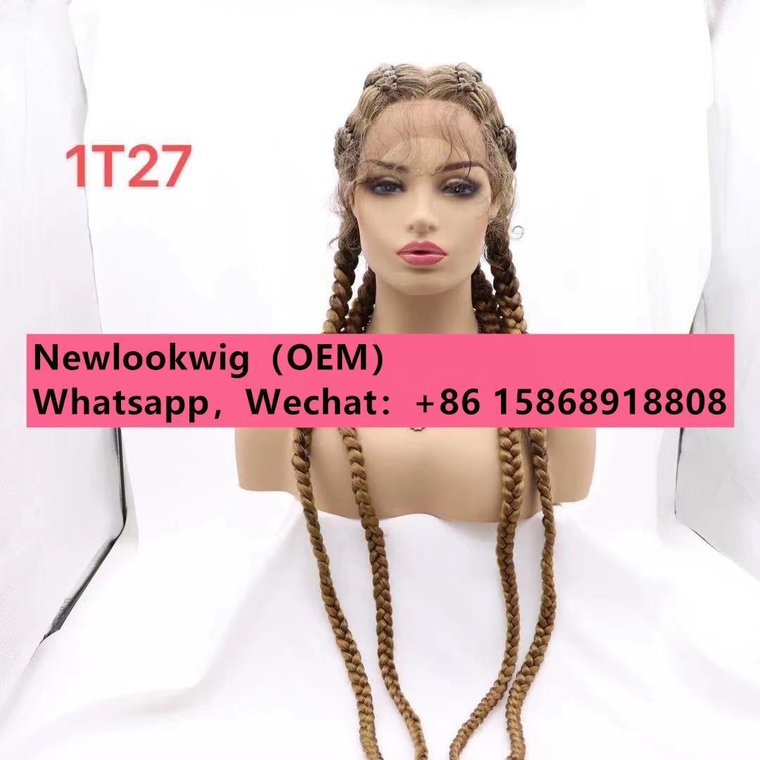 Europa y América de moda frente peluca de encaje cuatro trenzas de hueso de pescado trenzas de seda japonesa negra trenzada peluca LW0202