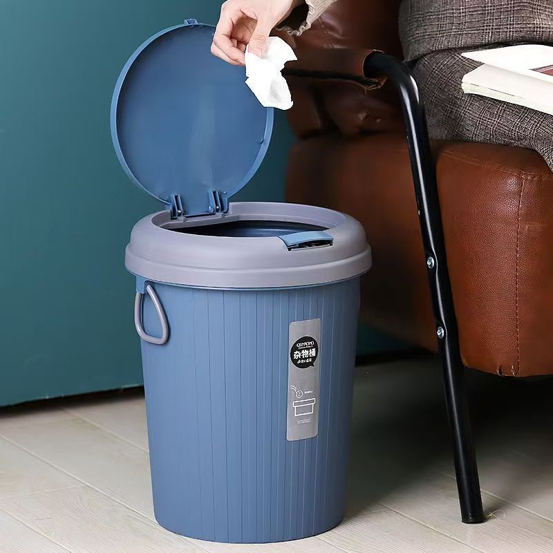 Cubo de basura con tapa a presión de plástico para el hogar image 1