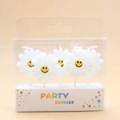 2021新款韩国风清新小雏菊 黄色笑脸太阳花生日派对蛋糕装饰蜡烛|ru