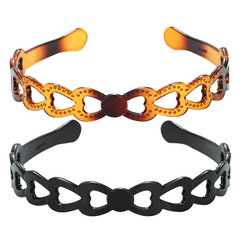 跨境PC料耐摔亮面發捆發箍1.8cm 蝴蝶結鏤空愛心塑料頭箍批發