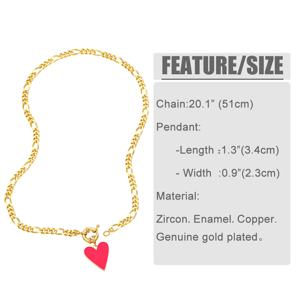 Fashion Heart Shape Copper Necklace Patchwork Zircon Copper Necklaces