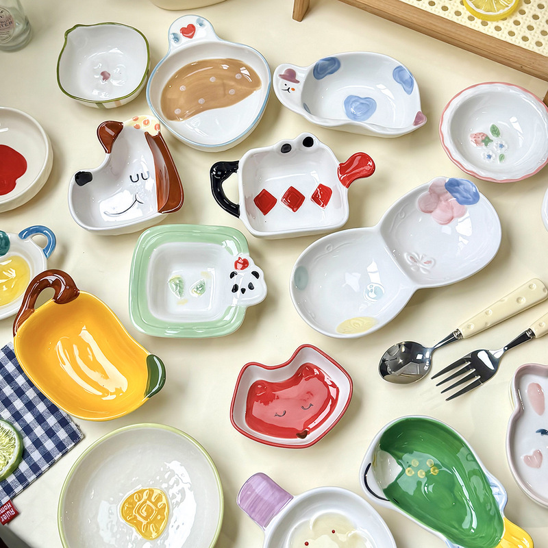 Creative Cartoon Plates, Cute Dishes, Ceramic Sauce Dishes, Household Plates, Barbecue Hot Pot Dipping Dishes, Cold Dish Plates Creative Cartoon Plates, Cute Dishes, Ceramic Sauce Dishes, Household Plates, Barbecue Hot Pot Dipping Dishes, Cold Dish Plates