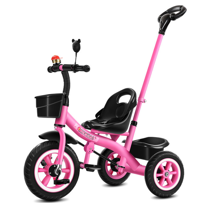 푸시 핸들이 있는 티타늄 빈 휠이 있는 핑크색 상단