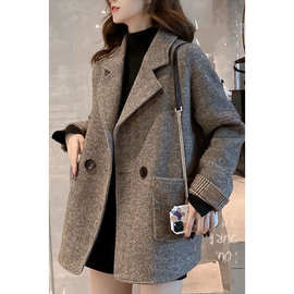 毛呢西装外套女春季新款韩版英伦风宽松显瘦韩版休闲呢子大衣