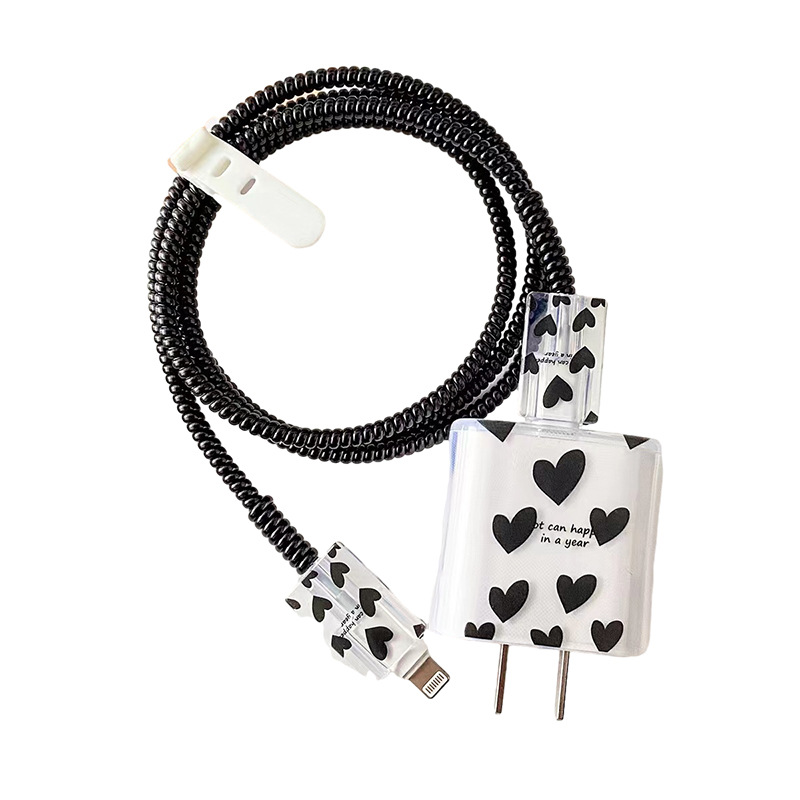 20W cargador de cable de datos Cable de bobinado cubierta protectora de carga rápida cubierta de la cabeza de impresión + cubierta de alambre 2 + 1 M de rayos láser