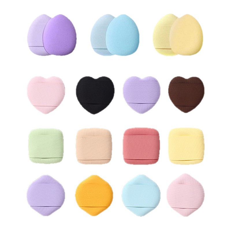 Mini borla de maquillaje para el pulgar que no absorbe polvo, cojín elástico, esponja de maquillaje en forma de corazón/gota de agua, borla de polvo pequeña en forma de zapatilla para los dedos, venta al por mayor. image 6
