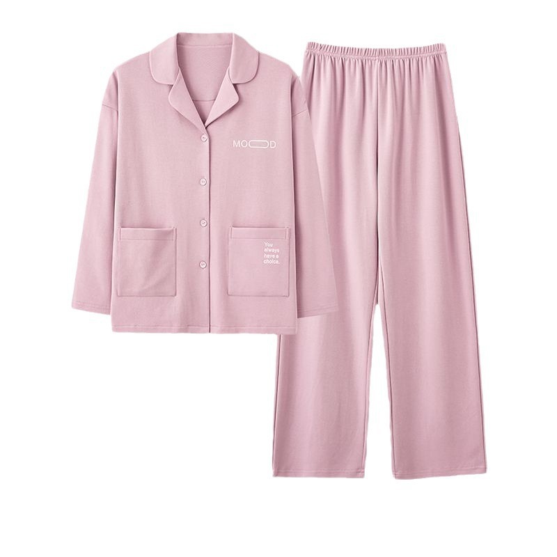 Pijama de algodón femenino primavera y otoño 2024 nuevo pantalón de manga larga para vestir en el exterior grande conjunto de ropa doméstica de mujer