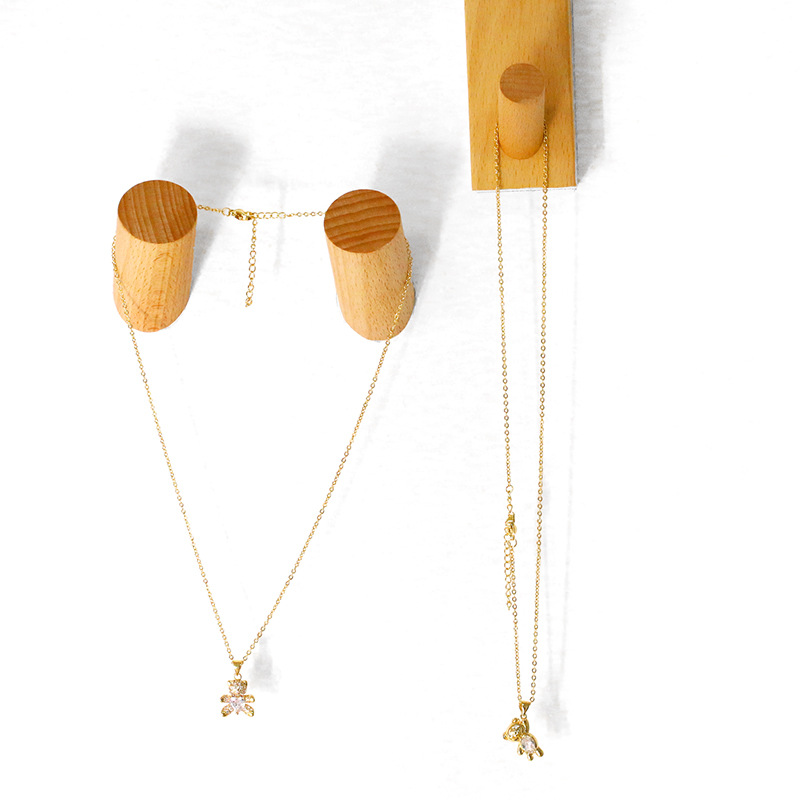 wholesale jewelry bear shape pendant copper inlaid zircon necklace nihaojewelry