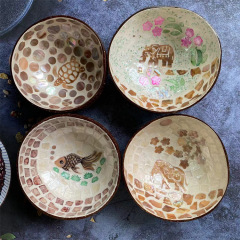 ココナッツシェル装飾ボウルココナッツシェル製品モザイク貝殻カラータイ工芸品東南アジア手作り製品