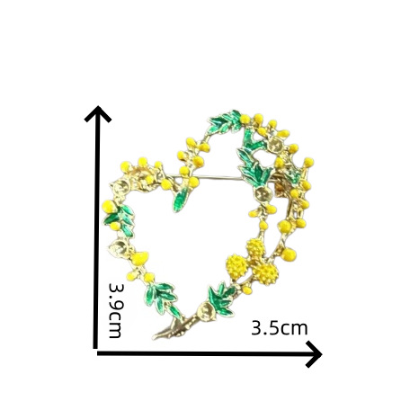 Elegant and Fresh Heart-Shaped Brooch with Delicate Floral Enamel, Versatile Corsage, Niche High-End Feel, Suit and Dress Pin