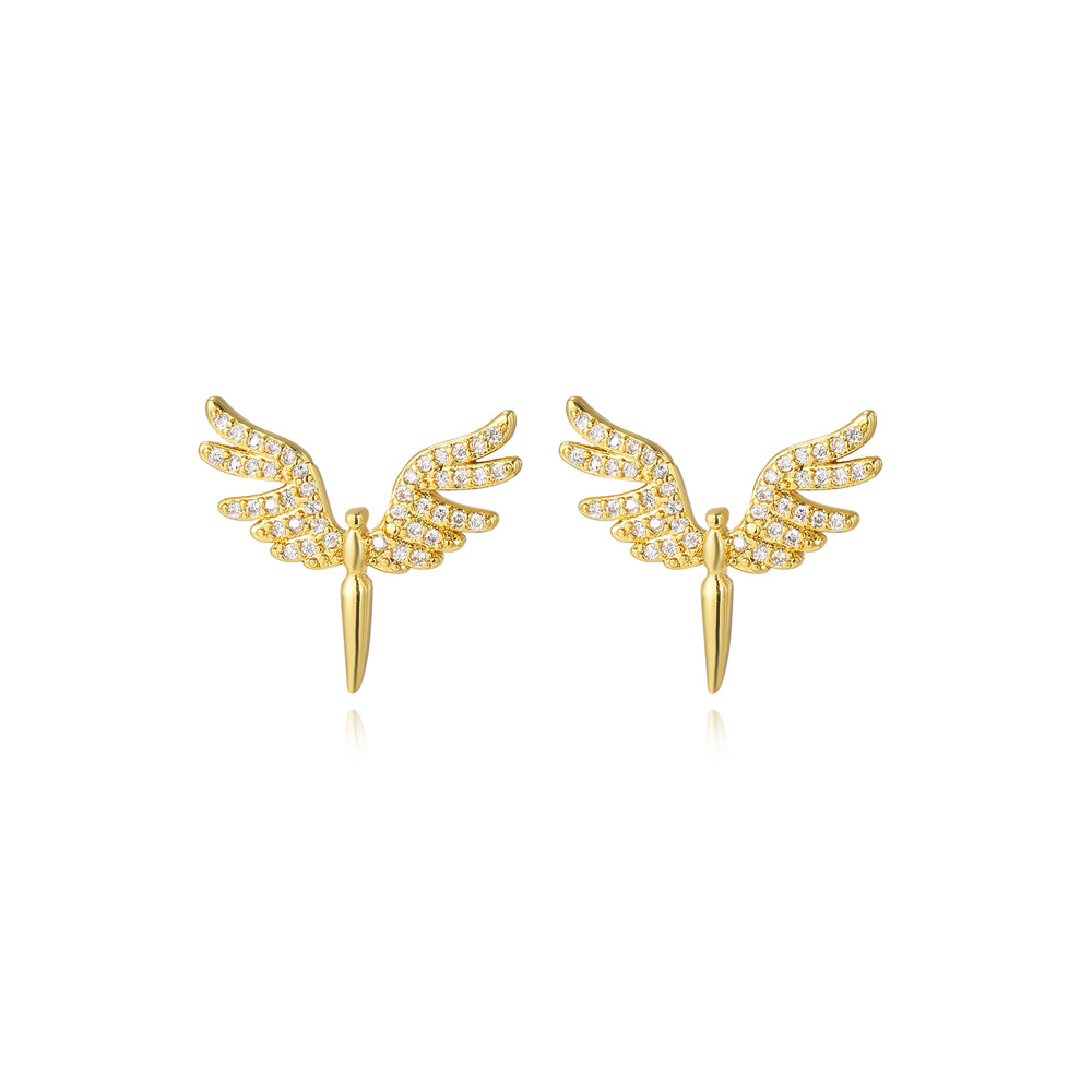 8g Weight Copper Ear Needle Material Ear Studs Classification 1 Pair Quantity Casual, Daily Occasion Copper Material Bear, Heart Shape, Wings Pattern All Seasons Season Women's Gender Plating Design Modern Style, Classic Style Style 1 Pair Modern Style Classic Style Bear Heart Shape Wings Plating Copper Ear Studs 6