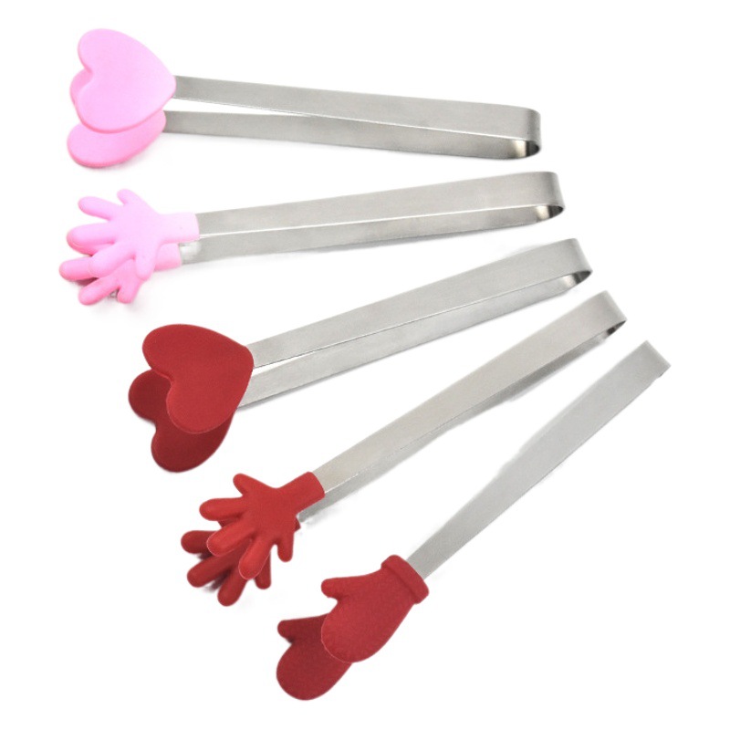 Spot silicone clip small palm non-slip ice clip stainless steel mini food clip silicone food clip sugar clip