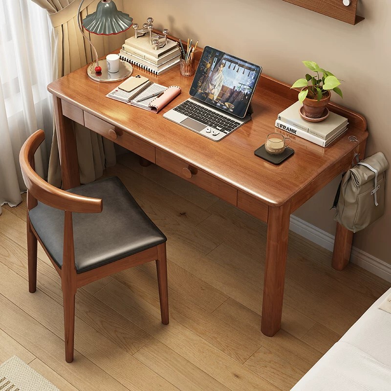 Solid Wood Desk for Small Apartments, Student Writing Desk, Length 70/90cm, Home Office Desk for Adults, Bedroom Study Table