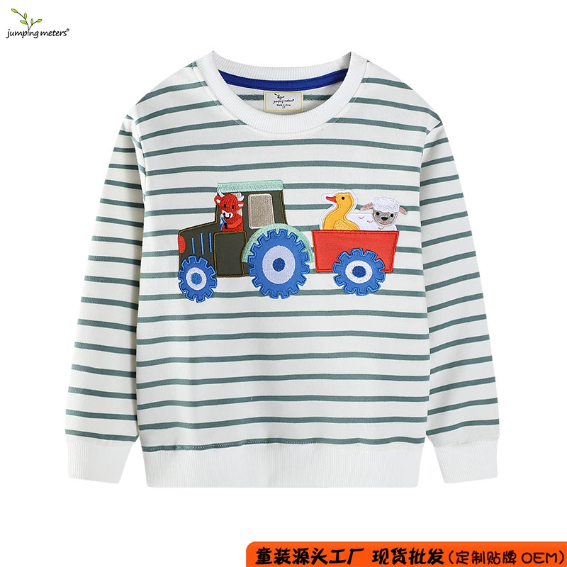 Детская толстовка в полоску, европейско-американский стиль, новая коллекция осень-зима 2026, пуловер с круглым вырезом, оптовая продажа с фабрики, детская толстовка с длинным рукавом.