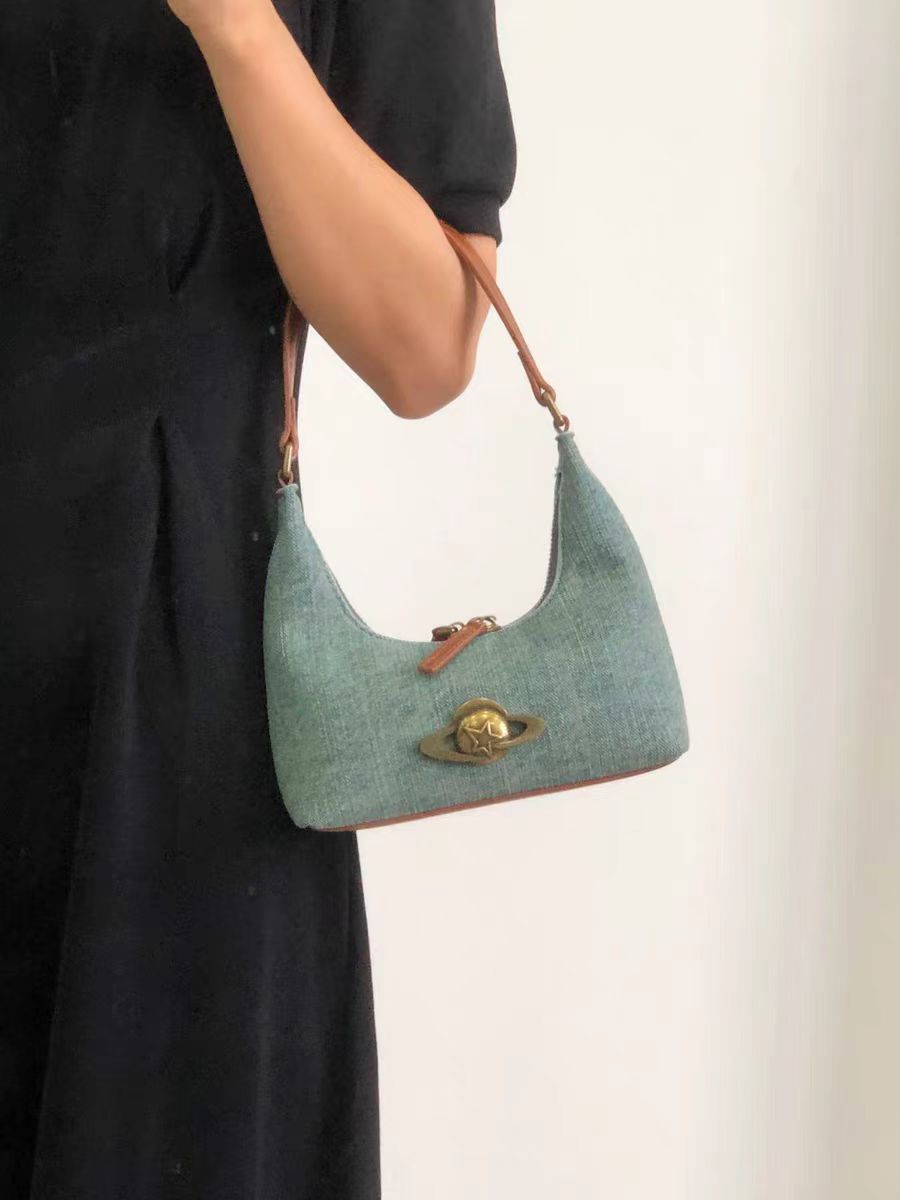 2024 Herbst und Winter Neue Unterarmtasche Wandering Planet Umhängetasche Vielseitige Handtasche Nischen-Denim-Unterarmtasche Großhandel_voghion.com