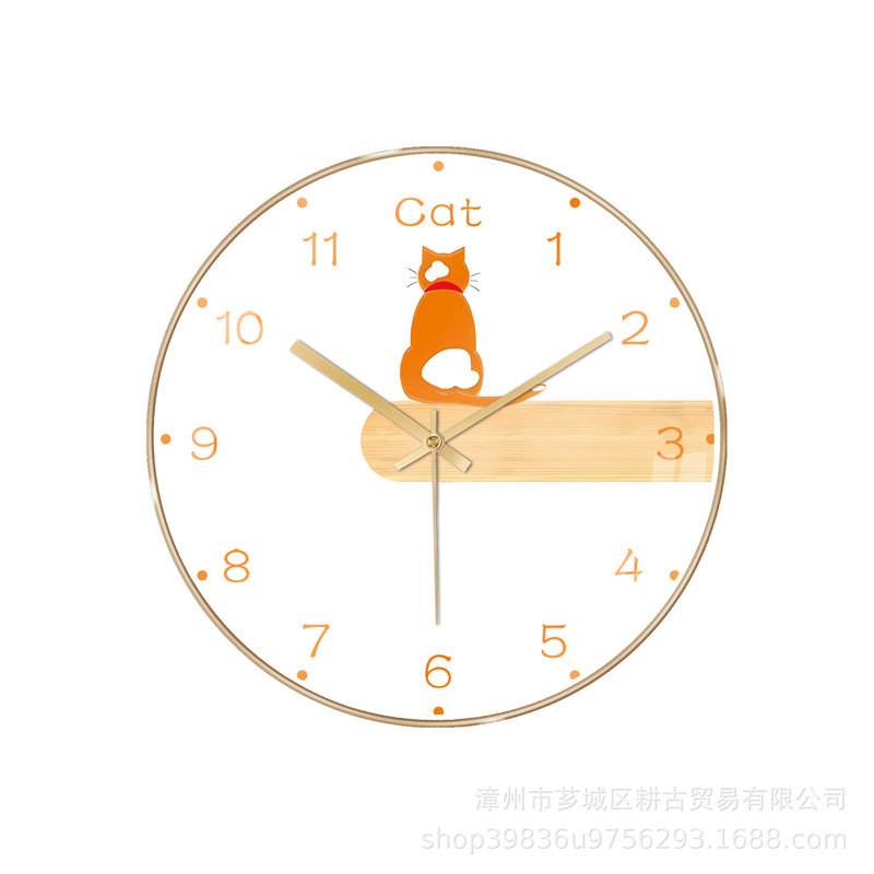 12inch 子猫時計寝室の壁時計リビングルームシンプルな創造的な文学パーソナライズされた時計サイレント時計クロスボーダーホット|undefined