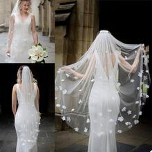 華爾茲式新娘頭紗單層網紗帶頭梳花瓣頭飾外景拍照發飾禮服配飾