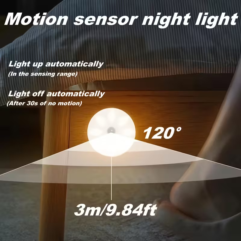 3 piezas de redonda simple lámpara de inducción humana enchufe LED lámpara de cabezal de cama pasillo dormitorio lámpara de noche de inducción humana