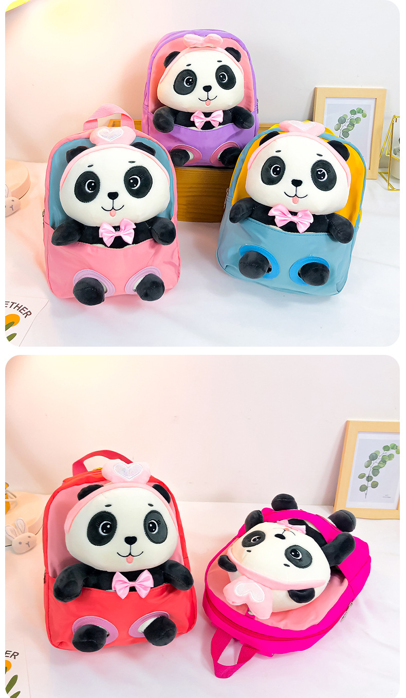 New cartoon panda plush backpack for kindergartens, large-capacity, lightweight and cute backpack for primary school students undefined