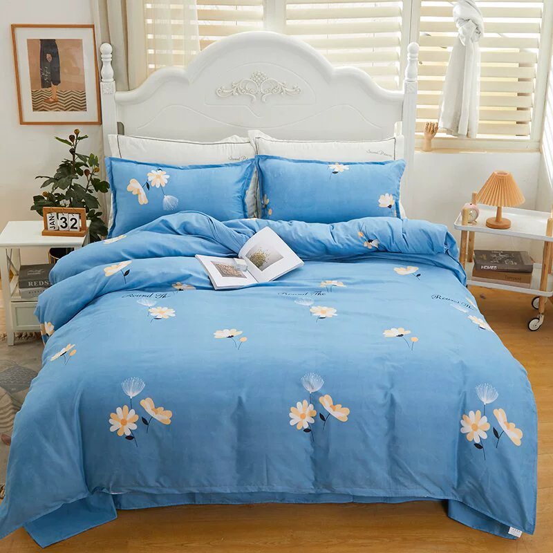 植物羊绒加厚磨毛四件套四季摆地摊单双人学生宿舍三件套春秋被罩