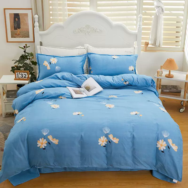 植物羊绒加厚磨毛四件套四季摆地摊单双人学生宿舍三件套春秋被罩