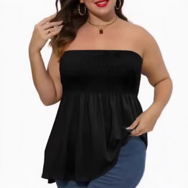 2026 Cross-Border Sexy and Elegant Modern Women's Solid Color Off-Shoulder Ruched Tube Top Short Top