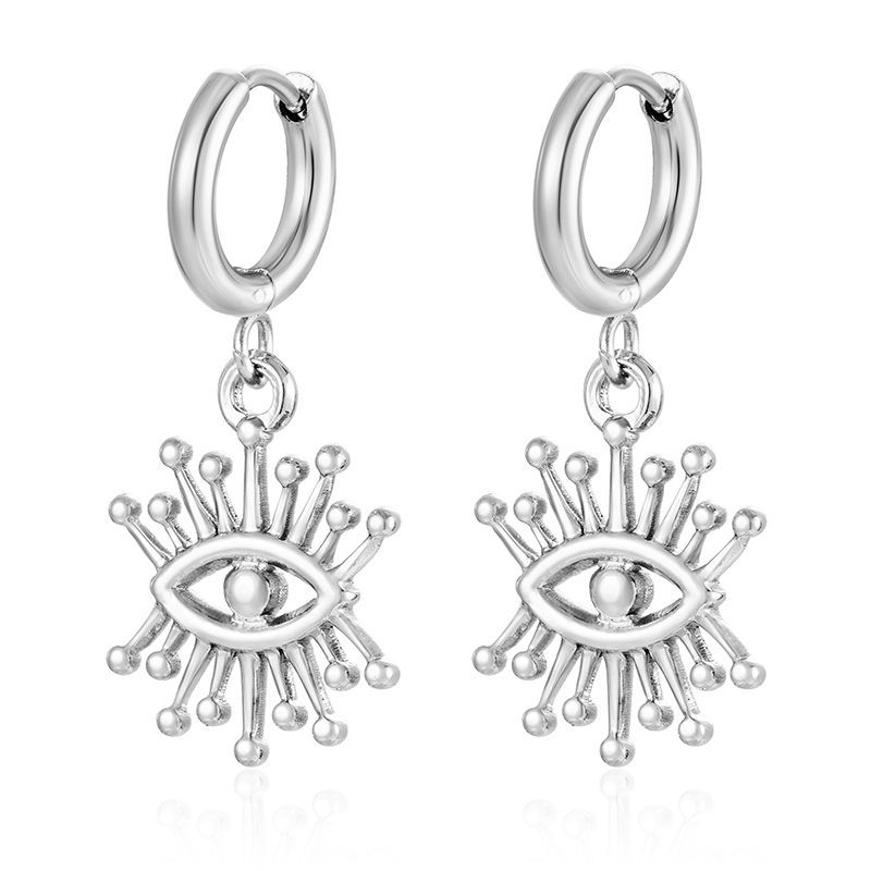 Pendientes colgantes de moda transfronteriza europea y americana, aretes redondos de acero inoxidable de todo fósforo, pendientes simples para mujer de 18K chapados al por mayor