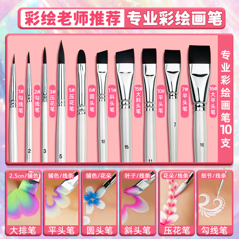 Juego de pintura facial para niños, plato de arco iris de 15 colores al por mayor, plato de pintura corporal, se puede instalar un puesto de color facial soluble en agua