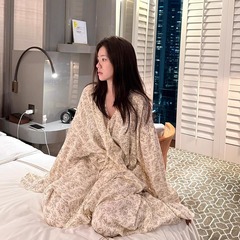韩系ins温柔甜美碎花棉纱睡衣女秋季新款宽松小众休闲家居服套装