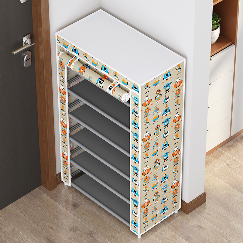 Estante de zapatos de tela de Oxford simple multicapa estante de almacenamiento multifuncional a prueba de polvo en la puerta del dormitorio estudiantil