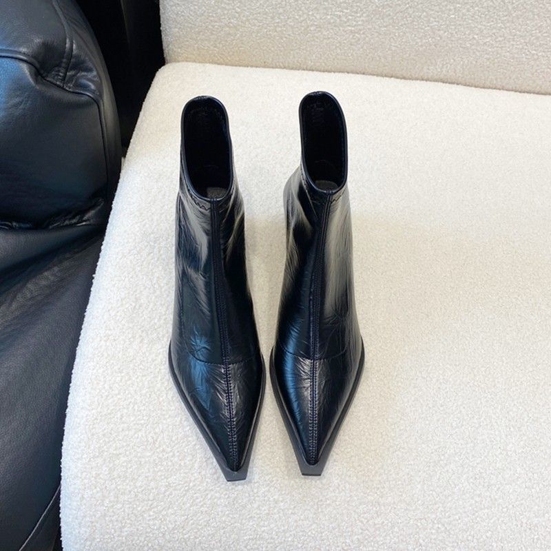 High-End Pointed-Toe Boots for Women, Niche Design, Versatile Thick-Heeled Slim Boots for Women, 2025 Autumn and Winter New Style