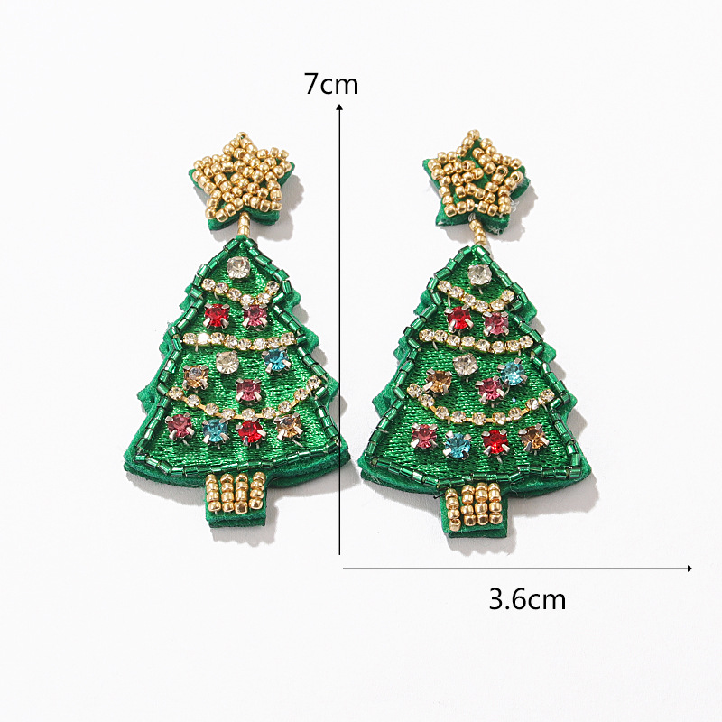 33g Weight Iron Ear Needle Material 1 Pair Christmas Elegant Exaggerated Streetwear Christmas Tree Snowflake Glass Drop Earrings