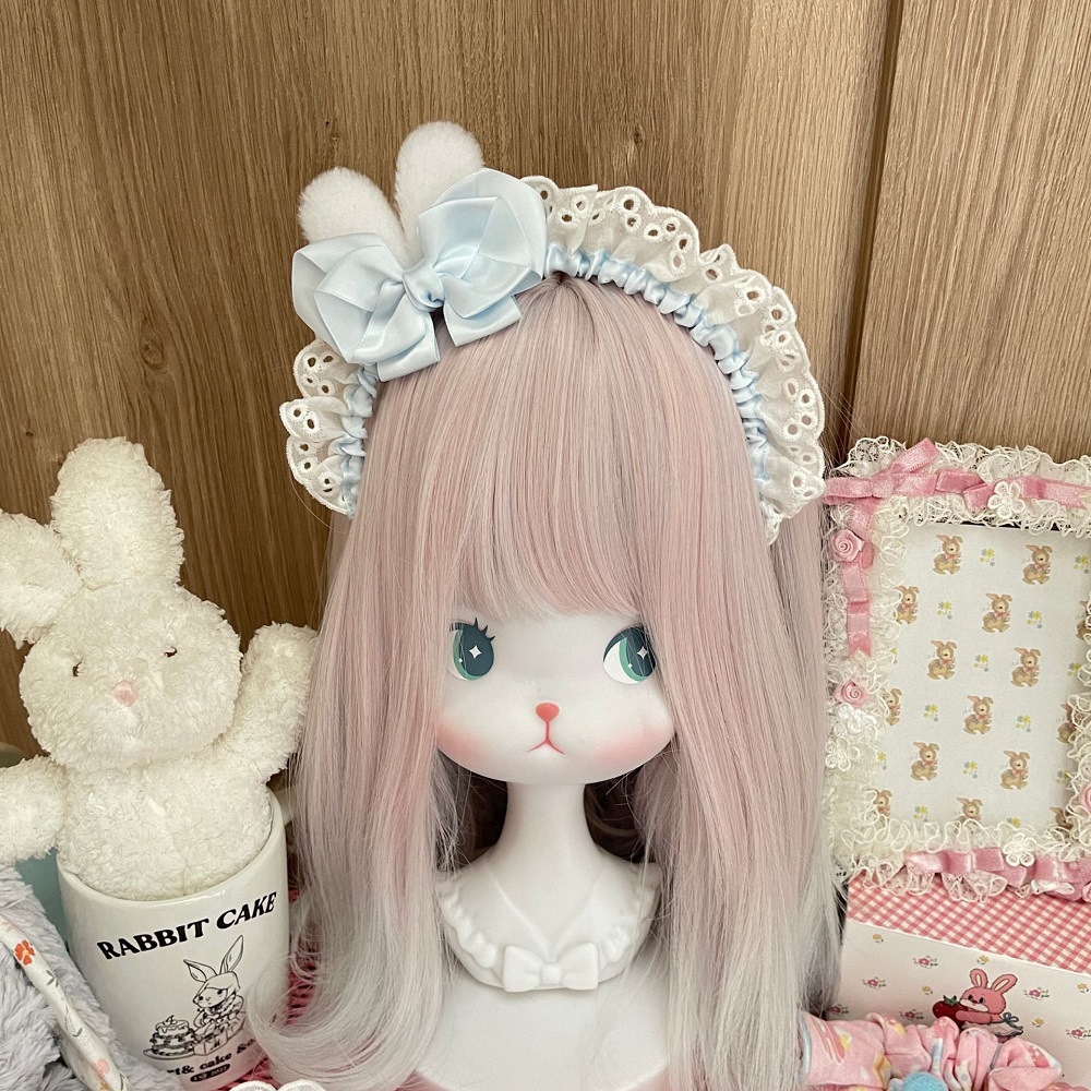 Dos dimensiones Lolita correa de cabello chica gato oreja clip de cabello cómic cosplay Lolita criada correa de cabello