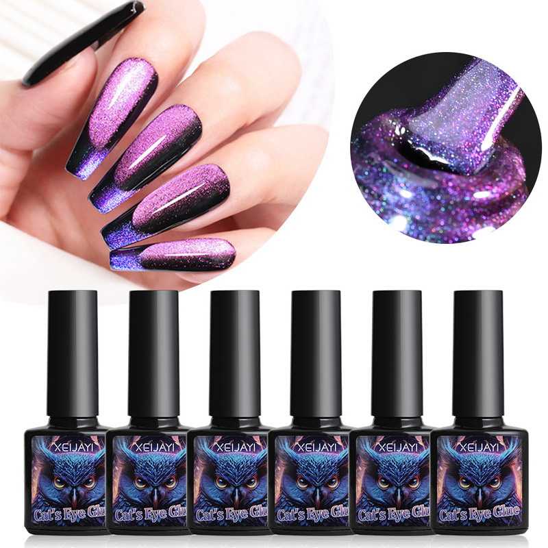 Cross-border nail photo therapy glue lasting colorful peacock cat eye glue professional nail shop essential wholesale