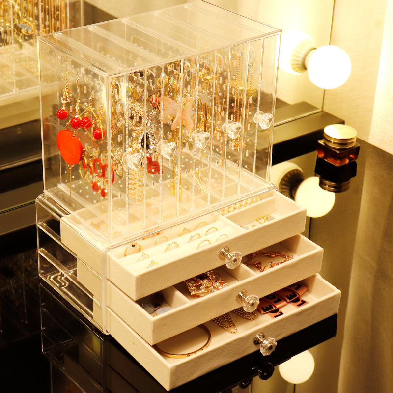 Large-Capacity Earring Storage Box, Earrings, Necklaces, Bracelets, Display Stand, Desktop Hand Jewelry Jewelry Storage Box