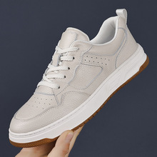 头层牛皮男鞋2025春季新款男士防滑真皮运动板鞋休闲皮鞋一件代发