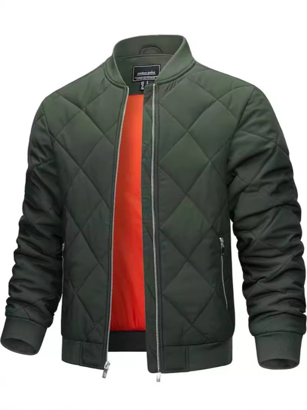 2024秋冬メンズ軽量綿服カジュアル菱形襟付きジャケット綿入りジャケットメンズファッション厚手保温|undefined