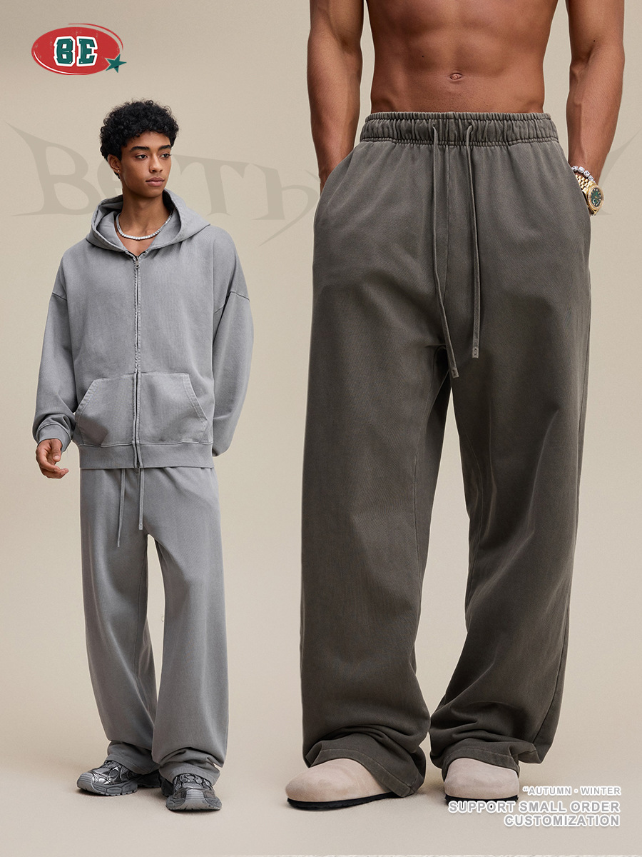 Be Hombres| 2025 estilo americano marca de moda retro estilo callejero Batik hacer pantalones casuales viejos camisetas cardigan dos piezas para hombres