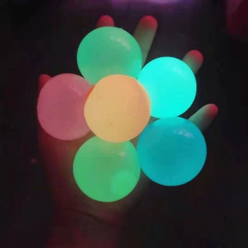 Same Style Sticky Ball Night Light Air Sticky Ball Children's Sticky Target Biscuit Fluorescent Sticky Wall Ball Toy Stress Relief Gadget