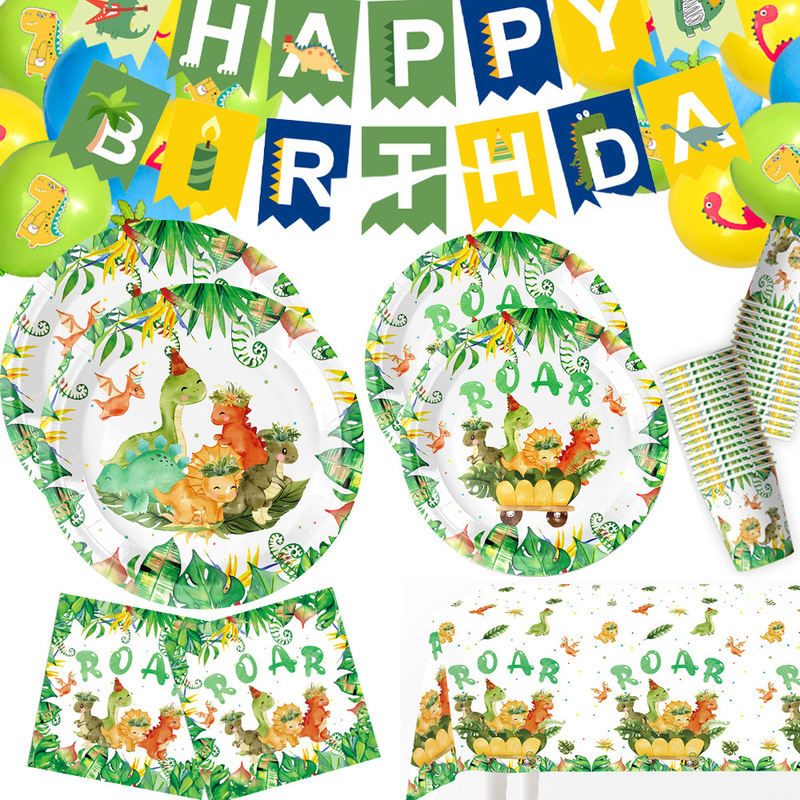 Cross Border Watercolor Dinosaur Party Paper Tray Children's Birthday Party suit Paper Cup Tissue Cartoon Dinosaur Party Supplies Cross Border Watercolor Dinosaur Party Paper Tray Children's Birthday Party suit Paper Cup Tissue Cartoon Dinosaur Party Supplies