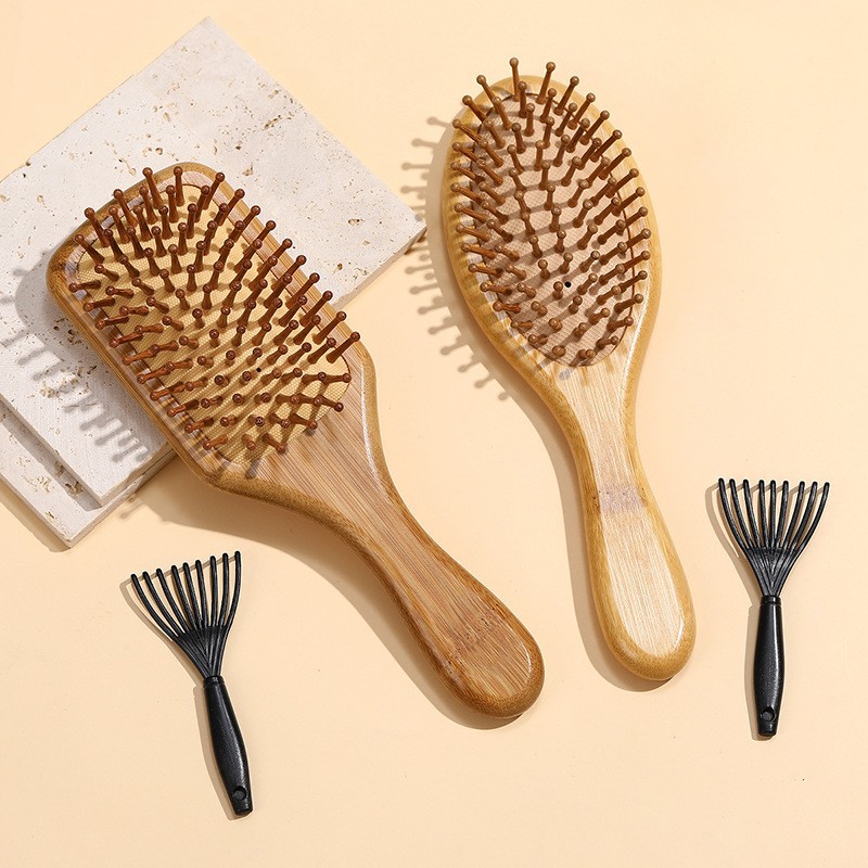 Juego de peine de madera, peine de colchón de aire, peine de masaje, cabello suave, uso doméstico/profesional