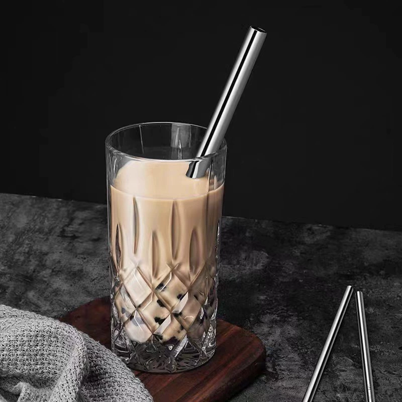 Handheld long straw stainless steel for commercial use, metal milk tea